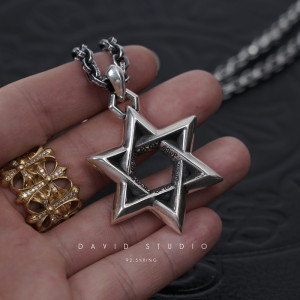 Chrome Hearts Star Of David Pendant Silver Necklace